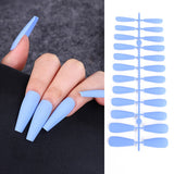 24Pcs Matte Long Ballerina False Nails Tips Colorful Coffin Full Cover Fake Nails With Glue Nail Art Decor Manicure Extension