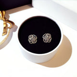 Famous Luxury Brand Designers Jewelry Elegant Full Crystal Flower Stud Earrings For Women Quality Rose Earring