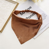 Women Solid Hair Scarf Scrunchies Vintage Triangle Bandana Hairband Headband Elastic Hair Bands Headwrap Hair Accessories