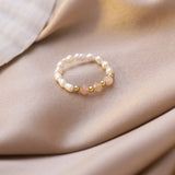 Multi Beaded Pearl Rings Natural Freshwater Pearl Geometric Rings for Women Continuous Circle Minimalist Stacked Party Rings