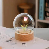 Tulips Fake Flower Mini Night Light Artificial Flowers Fake Plant Glass Bouquet Living Room Bedroom Festive Party Desktop Decor