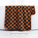 Checkerboard Plaid Bath Towel Soft Skin-Friendly Large Towels Comfortable Absorption Beach Towels Home Bathroom Towel Handtuch