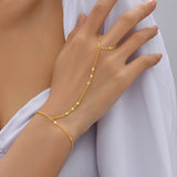 Mtcytea Creative Butterfly Link Chain Bracelet Connected Finger Ring Bangle Bracelets for Women Linked Hand Harness Couple Jewelry Gifts