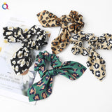 Leopard Bowknot Elastic Hair Band Women Solid Color Scrunchie Girls Hair Tie Ponytail Holder Headband Hair Rope Hair Accessories