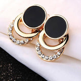 Mtcytea Brand New Design Fashion Charm Geometric Crystal Stud Earrings Round Circle Shiny Rhinestone Big Earring Jewelry Women Gift