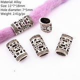 Mtcytea 5 Pcs Retro Silver Metal Hair Braid Dread Dreadlock Beard Beads Rings Tube Appro 6mm Inner Hole Jewelry 40 Style