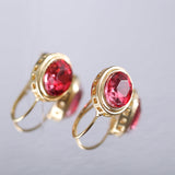 14K Gold Ruby White Diamond Drop Earrings for Women Lady Girls Engagement Wedding Bridal Fashion Jewelry Gift