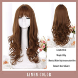 Lolita White Gold Highlight Pink Synthetic Big Wave Wig With Air Bangs Women's Cosplay Natural Heat Resistant Wig.