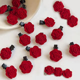 Korean Red Velvet Rose Hair Clips For Women Small Flower Hairpins Girls Elegant Hair Clip Pin Barrettes Wedding Hair Accessories