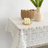 Lace Hollow Out Tablecloth Square Coffee Table Cloth Embroidery Flower Table Cover Hotel Wedding Party Dining Home Decor