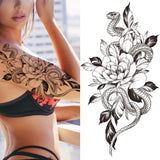 Mtcytea Death Skull Flower Temporary Tattoo For Women Girls Snake Bird Peony Tattoo Sticker Black Fake Blossom Sexy Tatoo Transfer Adult