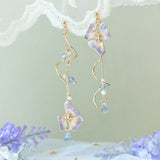 Trendy Asymmetric Dangle Earrings For Women Shiny Crystal Flower Butterfly Long Tassel Cute Cat Earring Sweet Jewelry