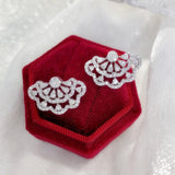 Micro Pave Lace Flower Zirconia Earrings For Women New Delicate Simple Stud Earring Jewelry Wholesale
