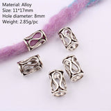 Mtcytea 5 Pcs Retro Silver Metal Hair Braid Dread Dreadlock Beard Beads Rings Tube Appro 6mm Inner Hole Jewelry 40 Style