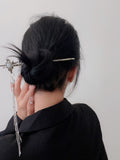 Black Flowers Hair Sticks Chinese Style Vintage Metal Hairpins Elegant Hair Clip for Women Girls Fashion Headwear Accessories