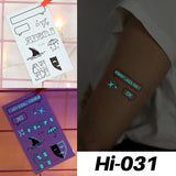 Blue Luminous Tattoo Sticker Luminous Waterproof Sexy Temporary Tattoo Chest Fake Tattoo