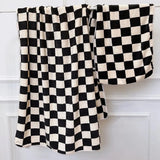 Checkerboard Plaid Bath Towel Soft Skin-Friendly Large Towels Comfortable Absorption Beach Towels Home Bathroom Towel Handtuch