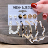 Fashion Gold Hoop Earrings Set Women Pearl Hoop Earrings Oversize Metal Circle Punk Earring Female Fashion Jewelry