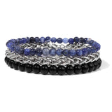 Fashion Natural Stone Beads Men Bracelet Multilayer Black Lava Onyx Beads Charm Punk Bracelet Bangles Women Jewelry Couples Gift