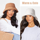 Winter Unisex Furry Bucket Hat Solid Colors Women Men Faux Fur Bucket Hats Autumn Lamb Wool Outdoor Warm Panama Flat Cap