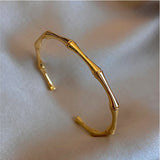 Mtcytea Stainless Steel Gold Color Bamboo Joint Bangles Trend Bracelet For Women Men Romantic Party Gift Fashion Jewelry