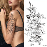 tattoo sticker women flower rose peony black tatouage temporaire femme temporary sleeve tattoo waterproof sexy body art fashion