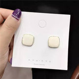 New Fashion Colorful Enamel Square Glaze Stud Ear Studs for Women Beautiful Simple Geometric Earrings Trend Jewelry  Boho