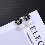 Trendy Style Camellia Flower Stud Earrings Pearl Flower Big Brand Eesign Earring Boucle Femme Pendante Chic Jewelry