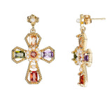 Mtcytea Vintage Drop Cross Earrings Baroque Pendientes Jewelry Crystal Piercings Kolczyki Krzyze Large Earrings Brincos Luxury Jewelry