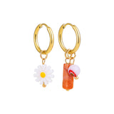 Bohemian Handmade Natural Stone Beads Hoop Earrings for Women Golden Color Stainless Steel Circle Huggie Hoops Jewelry Bijoux