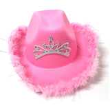 Feather Cowgirls Hat Pink Western  Silver Sequin Crown Party Prom Accessories  Cosplay Party Play Halloween Costumes Dropping