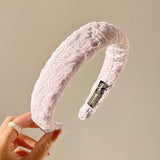 New Lace Hair Band for Women Wide Headband Bezel Girls Solid Color Hair Hoop Bandmade Elegant Hair Accessories Headwear Gifts