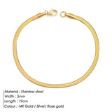 JUJIE 316L Stainless Steel Snake Chain Bracelet For Women Classic Width 3/4/5MM Chain Bracelets Jewelry Wholesale/Dropshipping