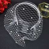 JM06 Rhinestone Women's Fascinating Veil Retro Charming Hat Bridal Veil with Headhoop Birdcage Wedding Women’s Fascinator Veil