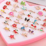 Mtcytea  10PCs/Lot Hot Sale Kids Cute Cartoon Rings Flower Animal Shape Ring Set Mix Finger Jewelry Creative Accessories Girl Child Gifts