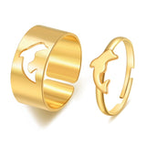 Mtcytea New Flame Butterfly Rings Set For Women Men Couple Rings Set Gold Silver Color Open Rings Trend Party Jewelry Gif