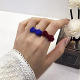 Flocking Bears Finger Ring Open Adjustable Sweet Cute Bear Rings Cartoon Index Ring Handmade Plush Bear Bowknot Jewelry Gift