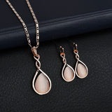 3pcs/set Jewelry Sets Women Elegant Waterdrop Rhinestone Pendant Necklace Hook Earrings Jewelry Set