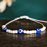 Mtcytea Turkish Eye Bracelet Sets White Blue Evil Eyes Lucky Couple Bracelets for Women Colorful Crystal  Bead Rope Chain Charm Jewelry