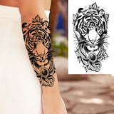 Black Forest Tattoo Sticker For Men Women Children Tiger Wolf Death Skull Temporary Tattoo Fake Henna Skeleton King Animal Tatoo