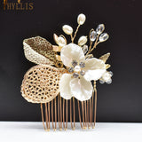 A33 Pearl Wedding Comb Head Jewelry Bride Hair Clips Floral Headpiece Crystal Women Tiaras Rhinestone Bridal Hair Accessories