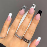 24Pcs/Set Manicure Wearable Ballerina Removable Coffin Nail With Glue Fake Nails Finished Women Girls False Nails Art Decoration