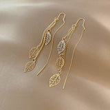 Korean Gold Color Long Tassel Earrings For Women Fashion Crystal Butterfly Heart Star Dangle Earring Lady Elegant Party Jewelry