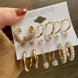 Fashion Gold Hoop Earrings Set Women Pearl Hoop Earrings Oversize Metal Circle Punk Earring Female Fashion Jewelry