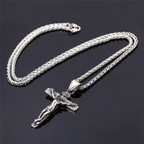 Mtcytea   Paragraph Fashion Necklace Cross Pendant Necklace Jesus Men's Stainless Steel Chains Christian Jewelry Gifts