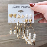 Fashion Gold Hoop Earrings Set Women Pearl Hoop Earrings Oversize Metal Circle Punk Earring Female Fashion Jewelry