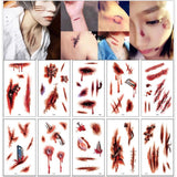 10Sheets/Pack New Halloween Holiday Face Makeup and Terror Spider and Scar Mask Design Fake Temporary Waterproof Tattoo Sticker