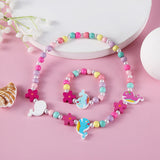 2pcs/Set Clay Beads Necklace Bracelet Jewelry Sets Cute Cartoon Pattern Charm For Children Party Jewelry Kids Birthday Gift Sets