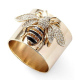 Mtcytea Hot Trendy Big Gold Color Bee Rings For Women Luxury Gold Color Female Jewelry Birthday Party Accessories Valentine Gifts