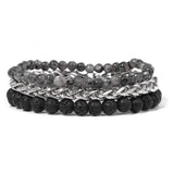 Fashion Natural Stone Beads Men Bracelet Multilayer Black Lava Onyx Beads Charm Punk Bracelet Bangles Women Jewelry Couples Gift